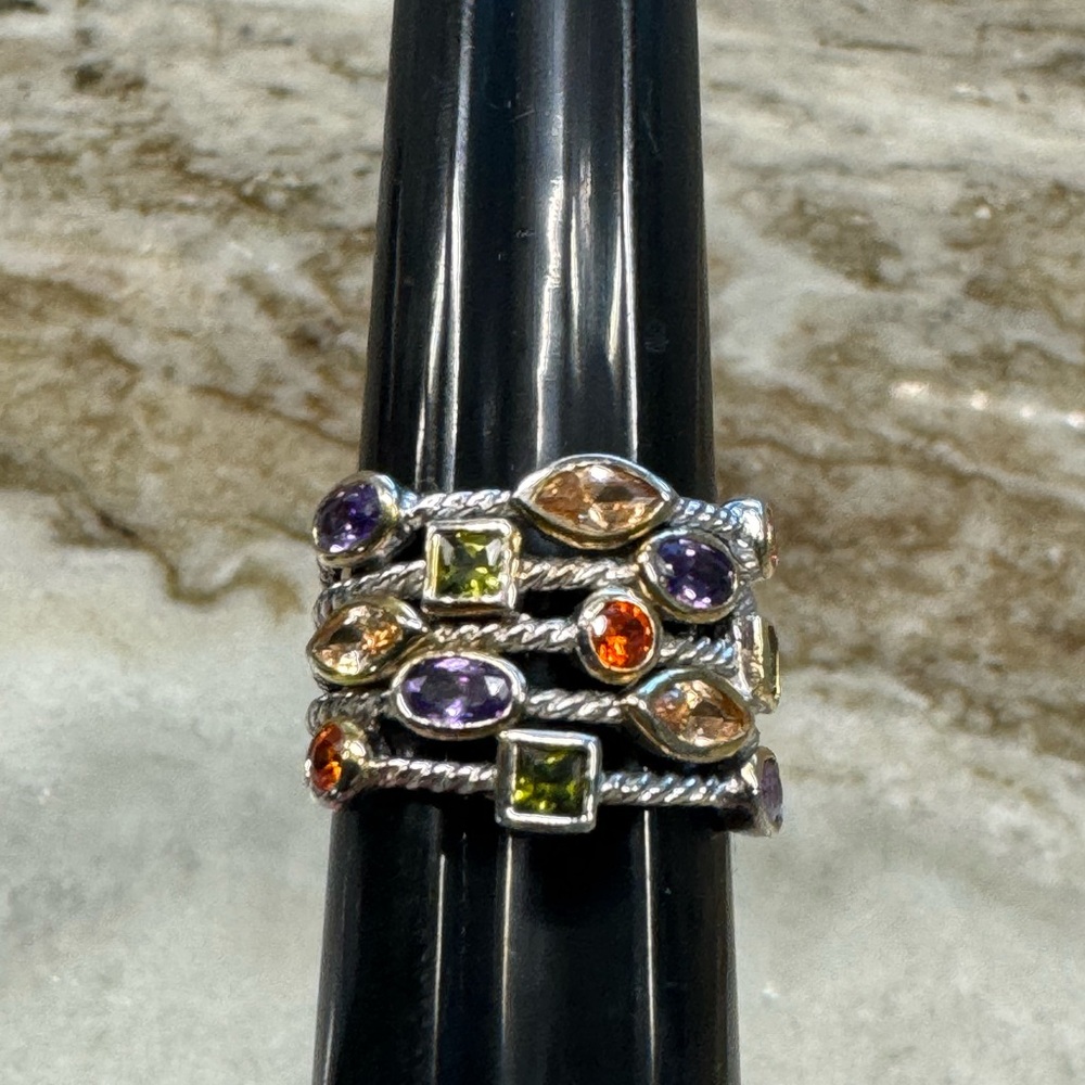 Multigemstone 925 Statement Ring Size 8, Like New! - image 4